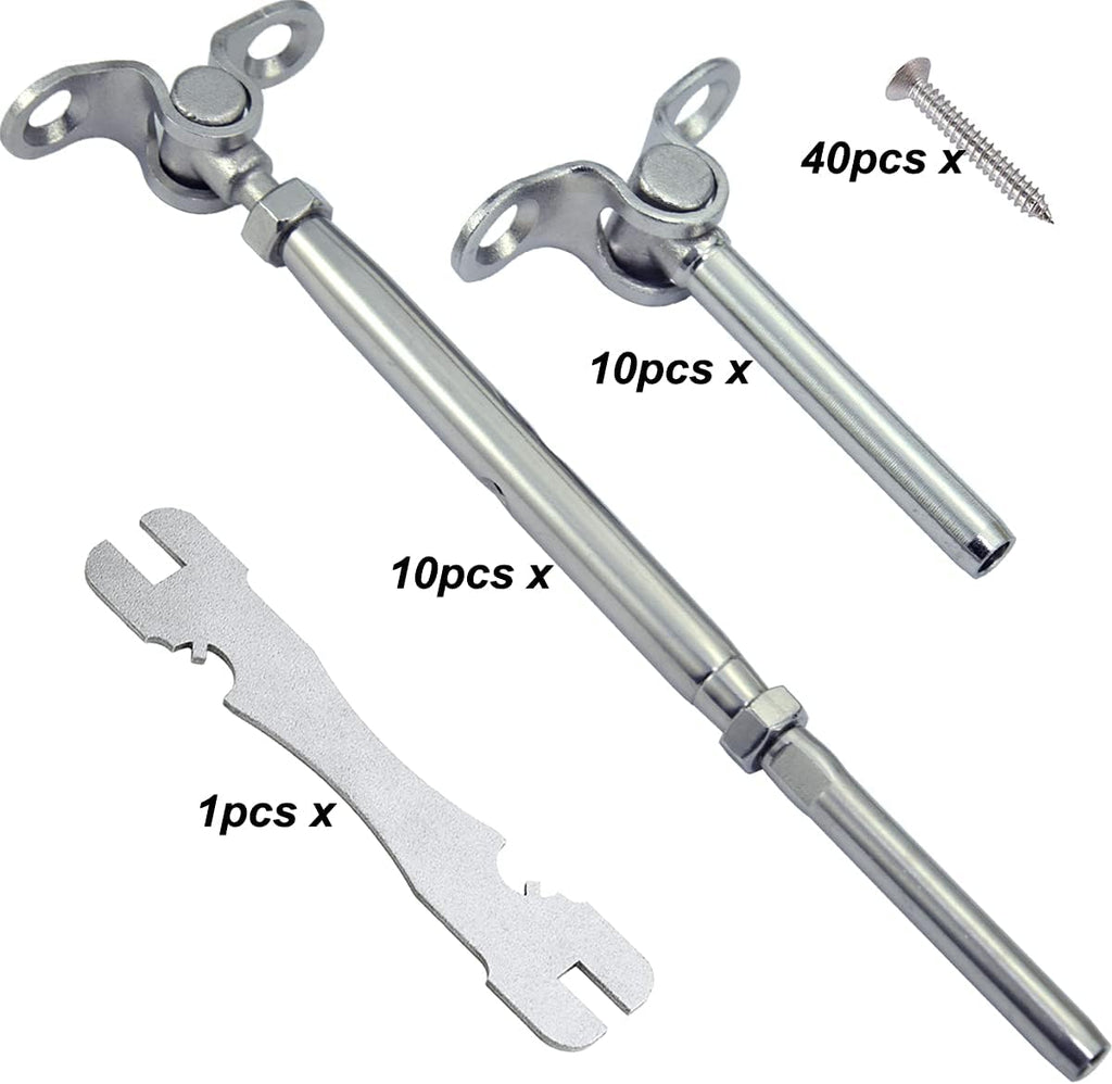 10 Pairs Stainless Steel Cable Railing Hardware Kit D6366