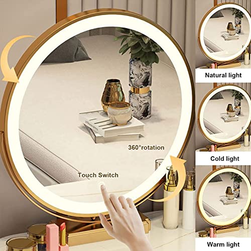 Gray Makeup Vanity Set with Lighted Mirror and Cushioned Stool K311