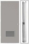 Gray Flush Steel Louvered Commercial Door with Hardware A61437