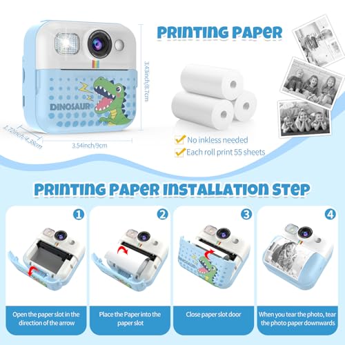 Blue 1080P Instant Print Kids Camera Toy Z822