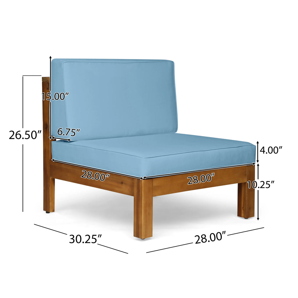 Blue Teak Finish Acacia Wood Sectional Sofa Set Y67600