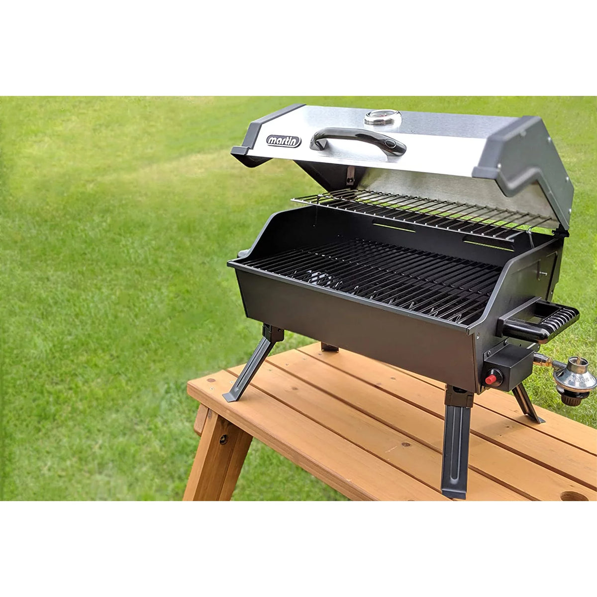14,000 BTU Portable Propane Gas Grill with Grease Pan X539434
