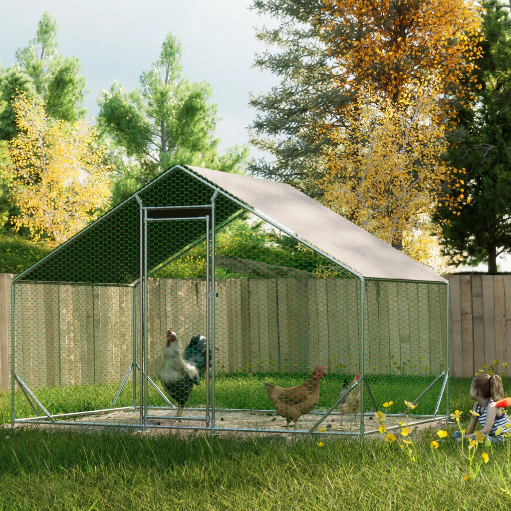 Large Metal Chicken Coop with Waterproof Cover G66215