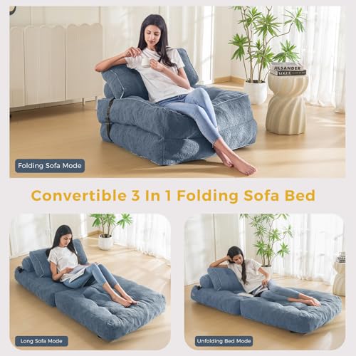 Beige Folding Sofa Bed with Pillow U98162