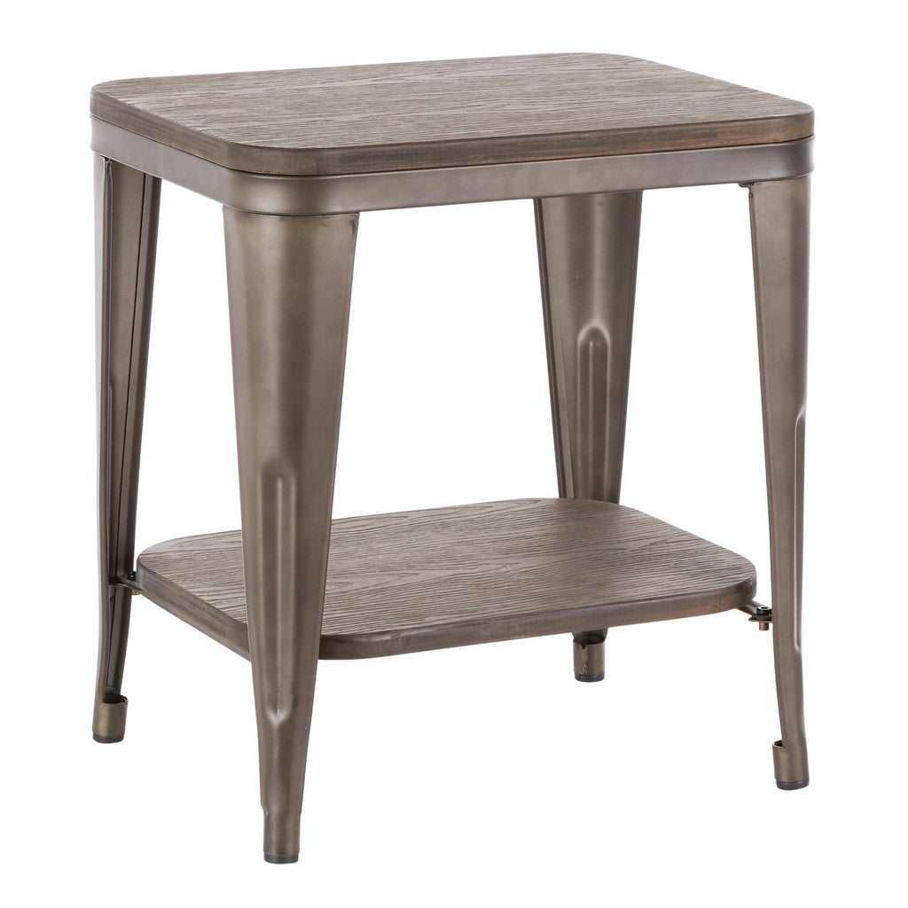 Industrial Wood and Metal End Table U422496
