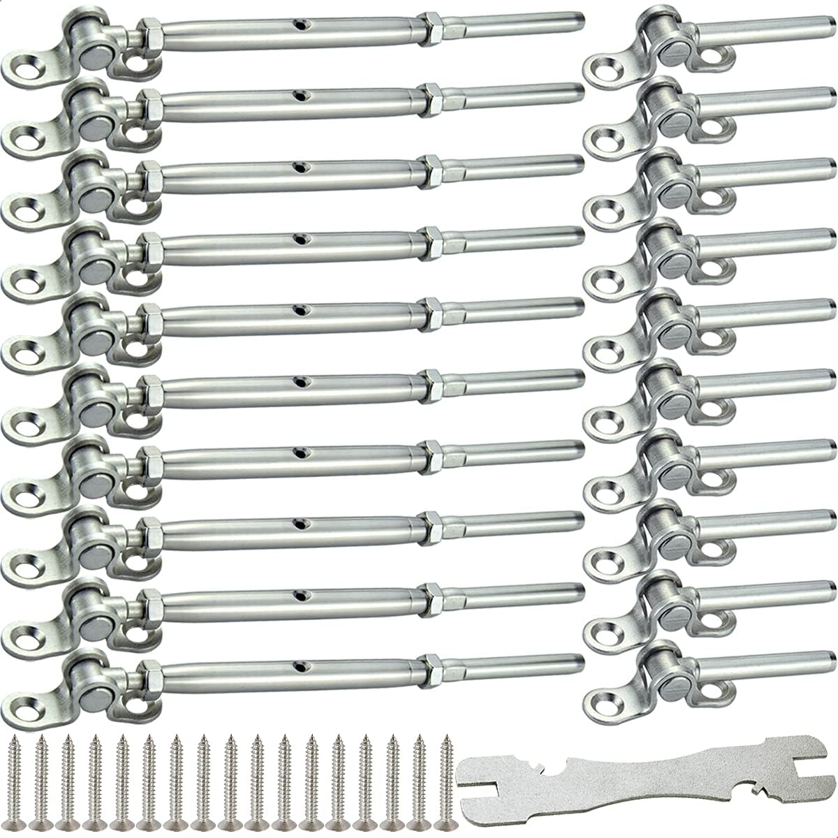 10 Pairs Stainless Steel Cable Railing Hardware Kit D6366