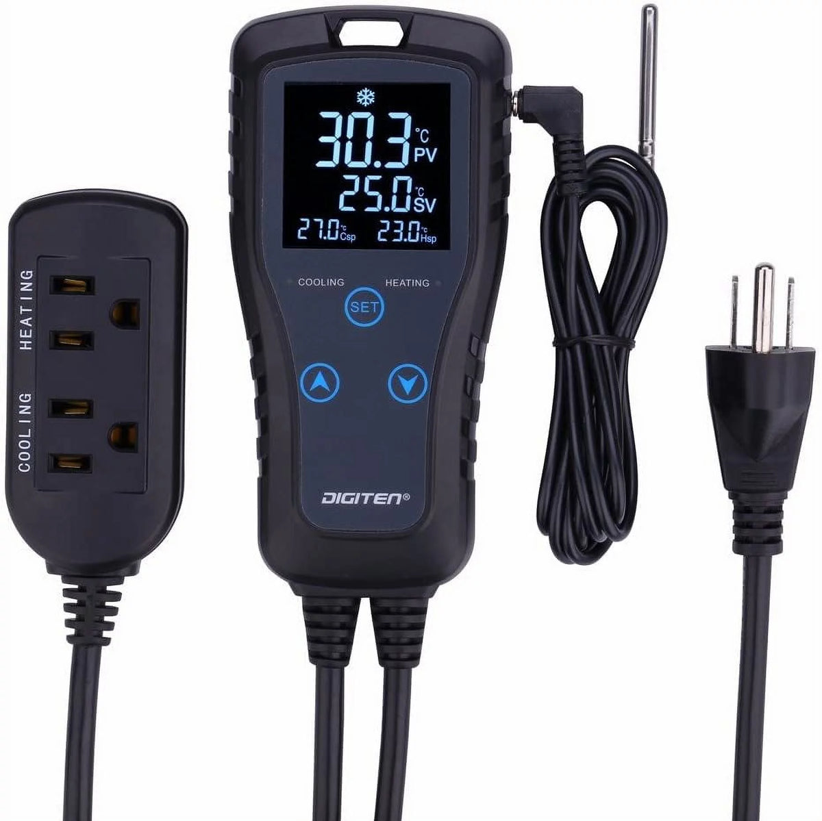 2-Stage Temperature Controller Thermostat Outlet 110V 10A I291015