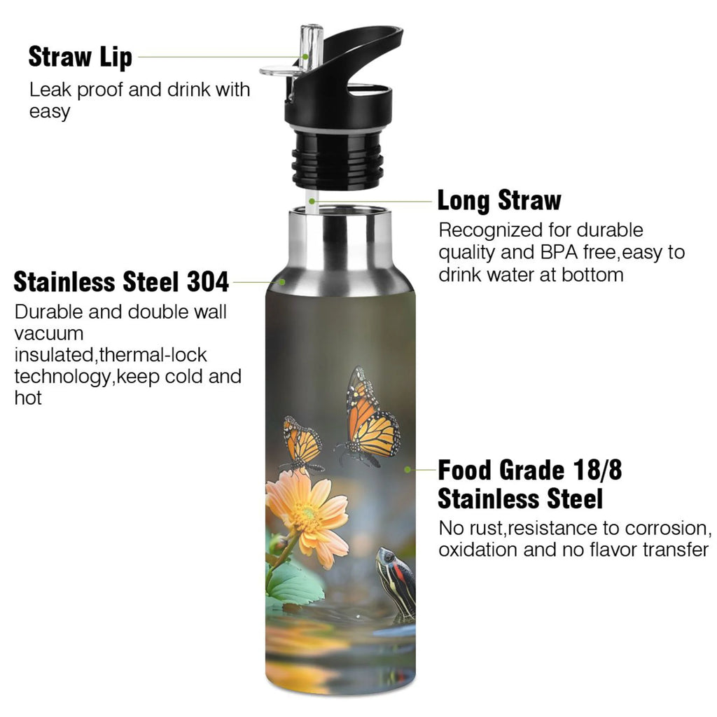 20 oz Insulated Stainless Steel Water Bottle with Straw Lid V18995