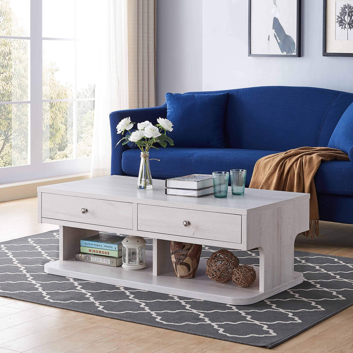 White Oak 2-Drawer Coffee Table E427879
