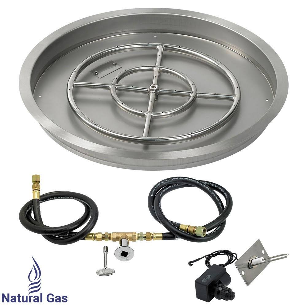 25 Round Stainless Steel Drop-In Fire Pit Pan with Spark Ignition Kit U72154