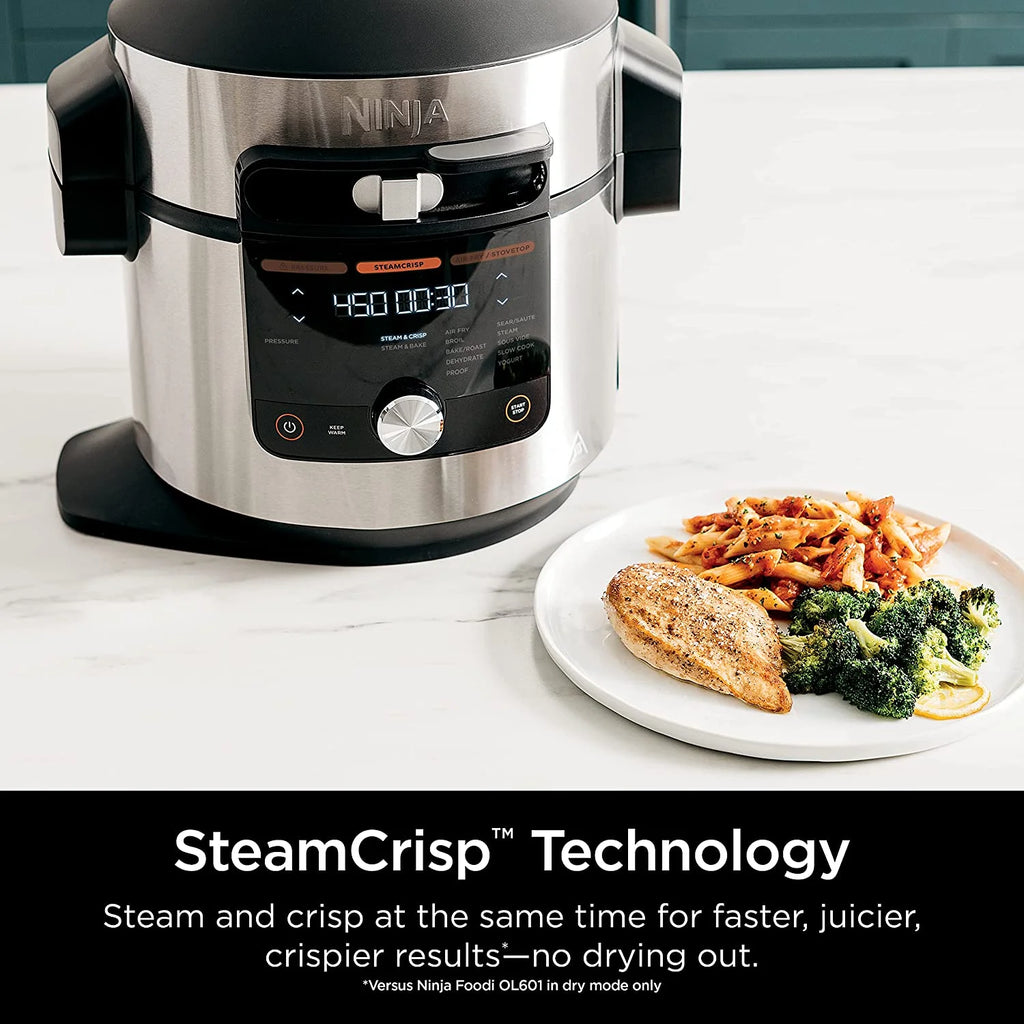 Open Box 8 Qt Pressure Cooker Steam Fryer with SmartLid Silver V925083