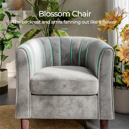 Olive Green Velvet Accent Chair with Ottoman L70887