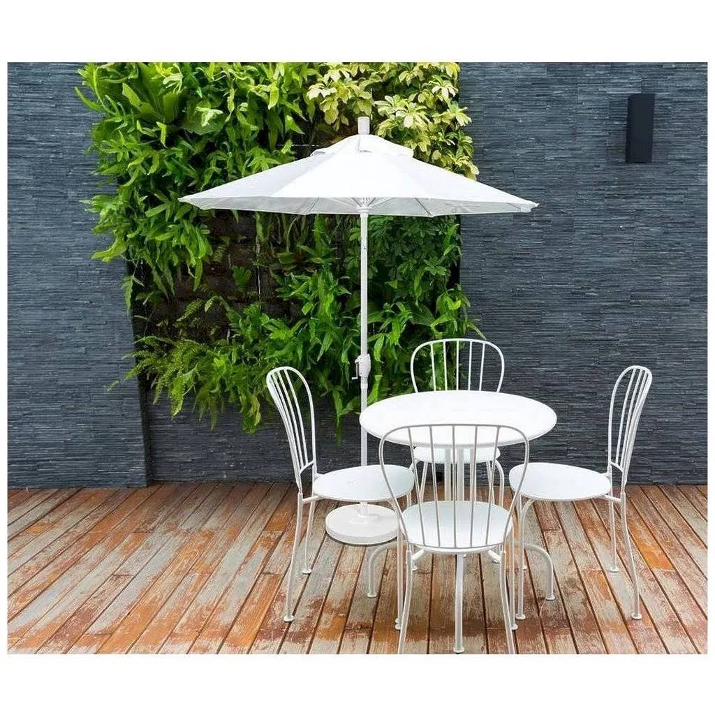 9 ft. Stone Black Aluminum Market Patio Umbrella in Hot Pink Sunbrella H5232
