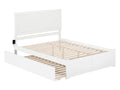 White Solid Wood Platform Bed with Footboard & Twin XL Trundle, Queen O125825