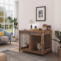 Large Wooden Dog Crate Furniture with Wheels Z21131