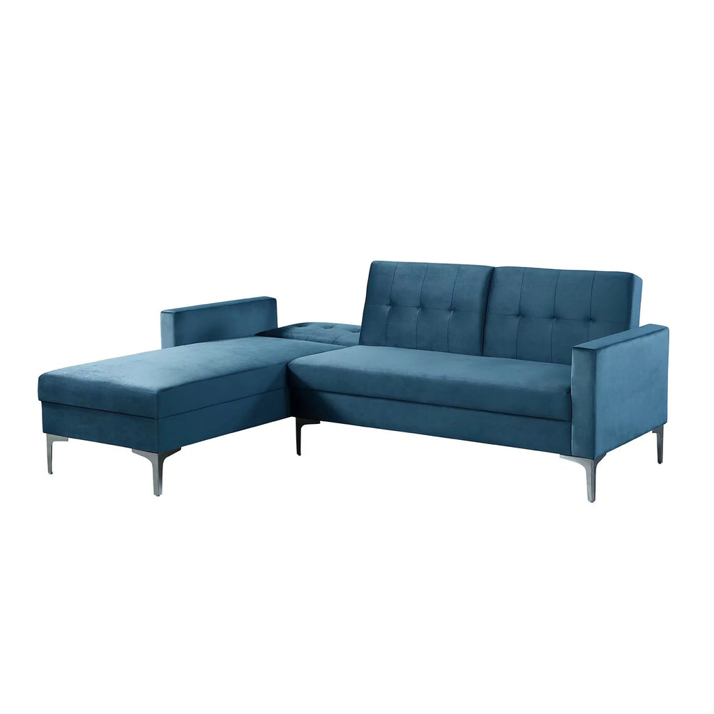 Blue Velvet Convertible Sectional Sofa D873