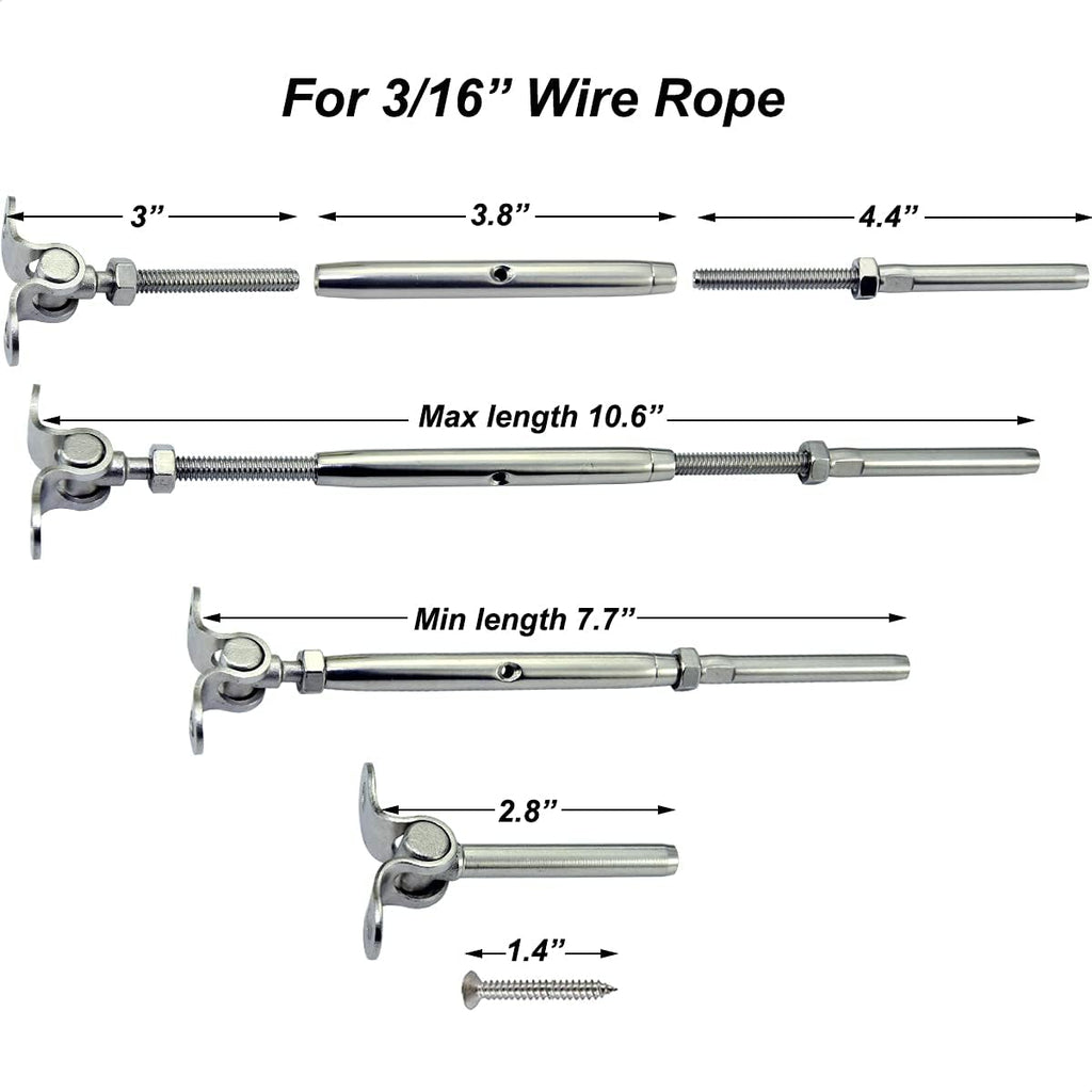 10 Pairs Stainless Steel Cable Railing Hardware Kit D6366