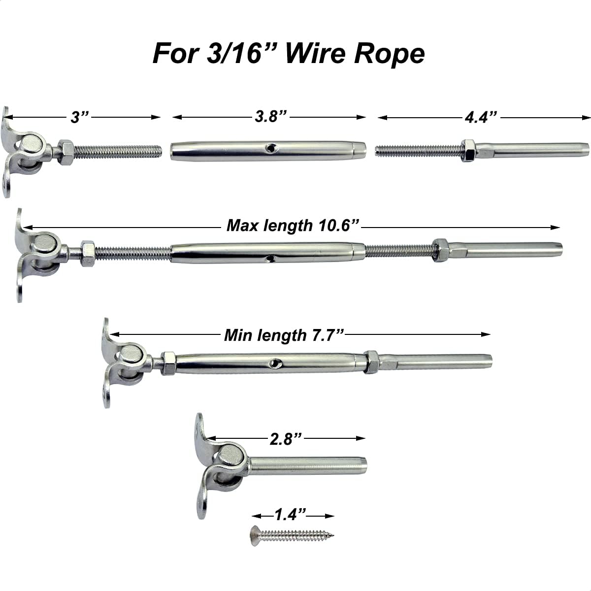 10 Pairs Stainless Steel Cable Railing Hardware Kit D6366