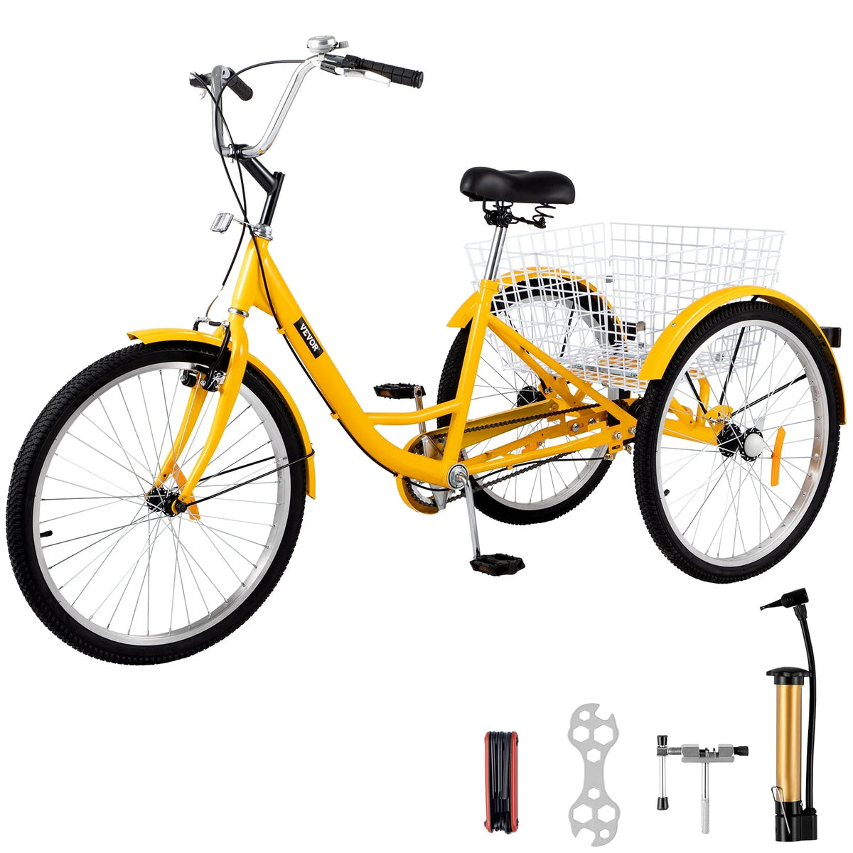 24 1-Speed 3 Wheel Adult Tricycle with Basket A619