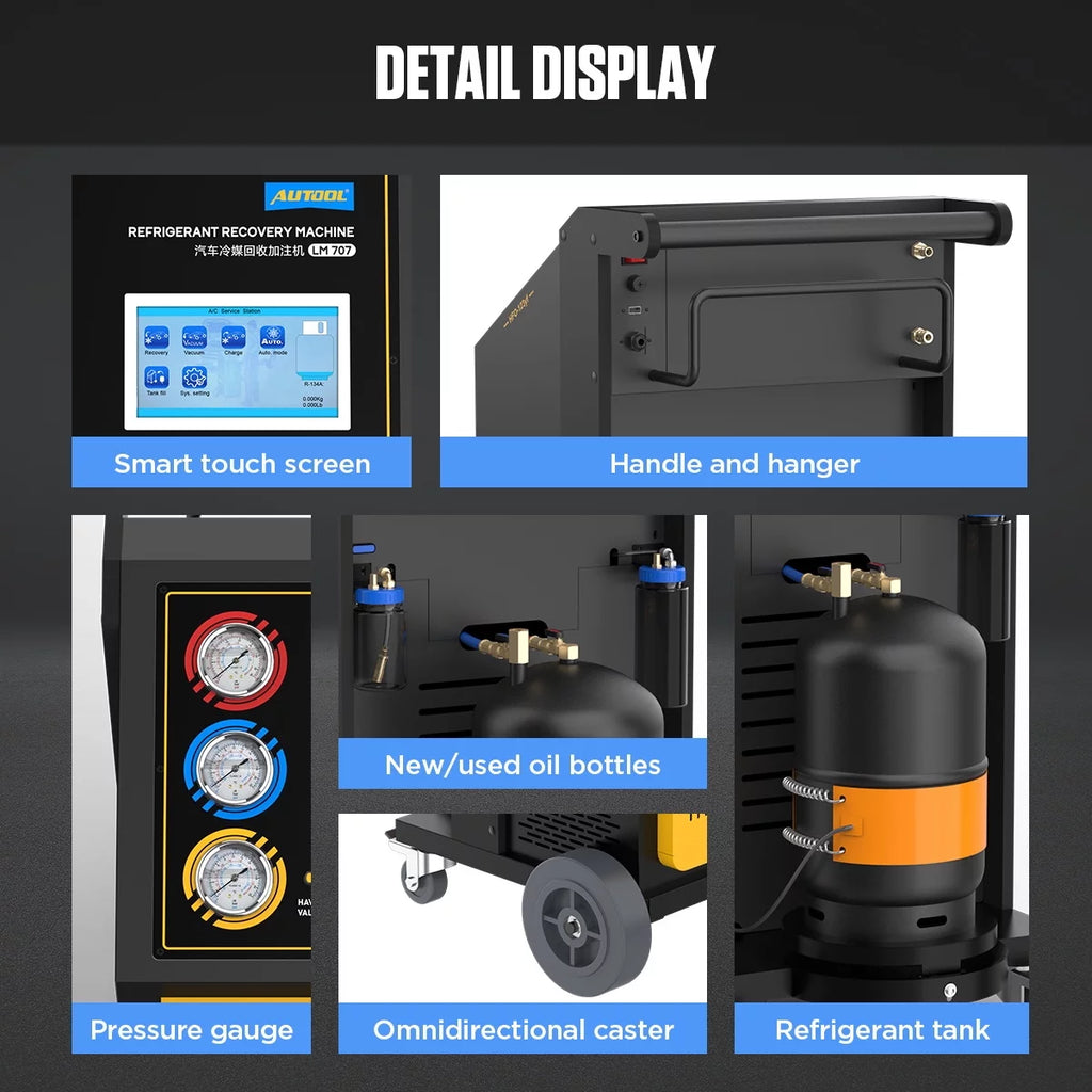 Automatic AC Refrigerant Recovery Machine 3/8 HP 110V for R134a R1234yf F6553