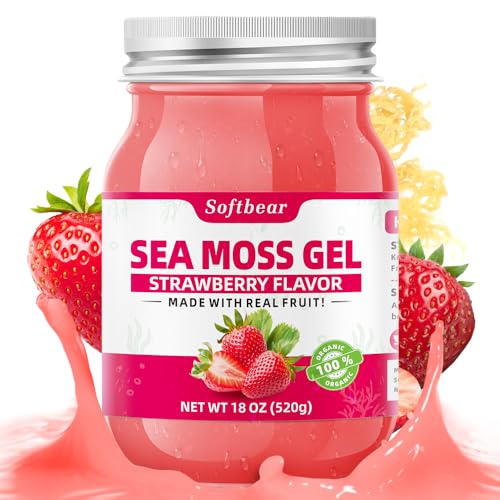 Strawberry Flavored Sea Moss Gel 18 OZ Organic Raw Vegan H3916