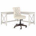L Shaped Desk With Mid Back Tufted Office Chair E590