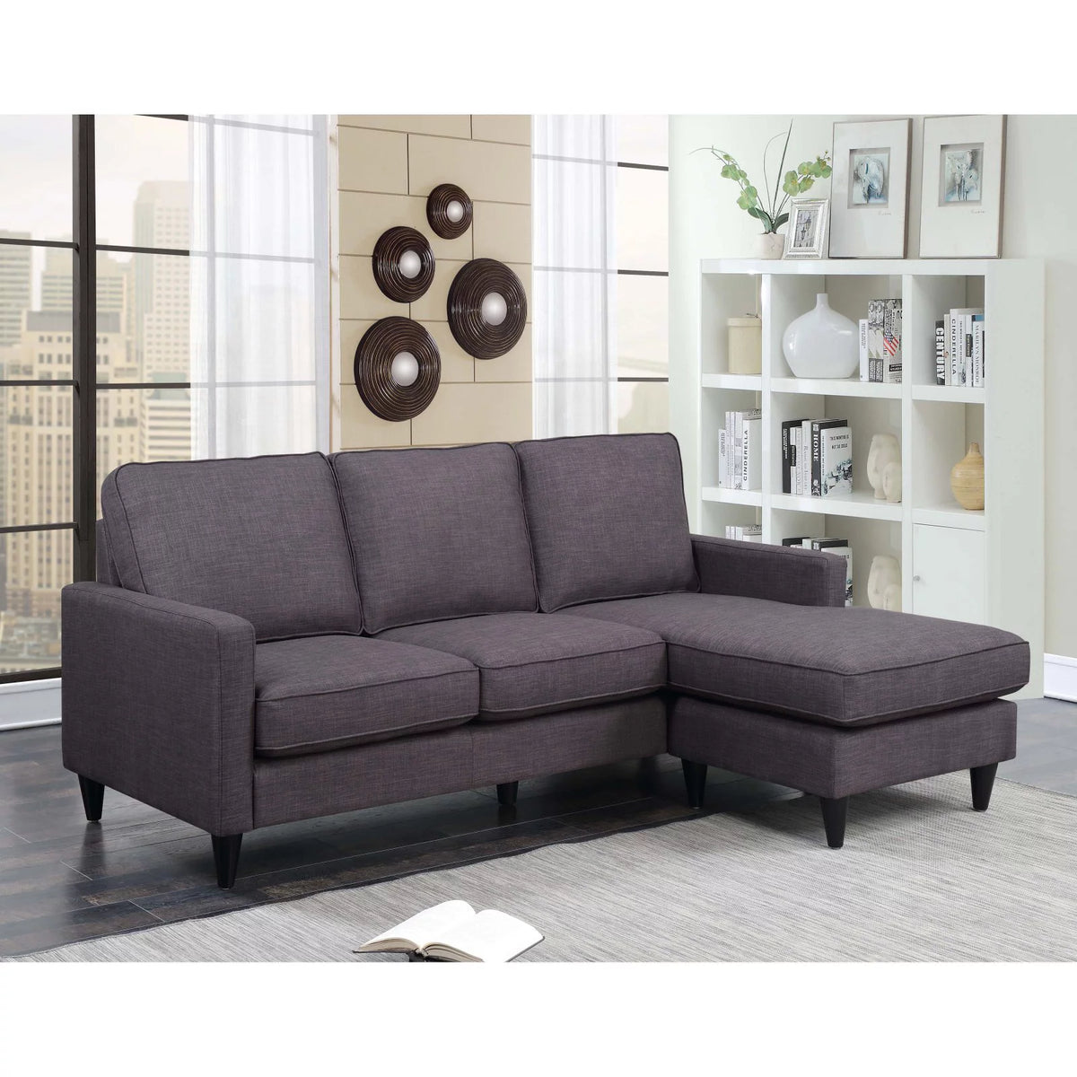 Charcoal Reversible Chaise Sectional M74011