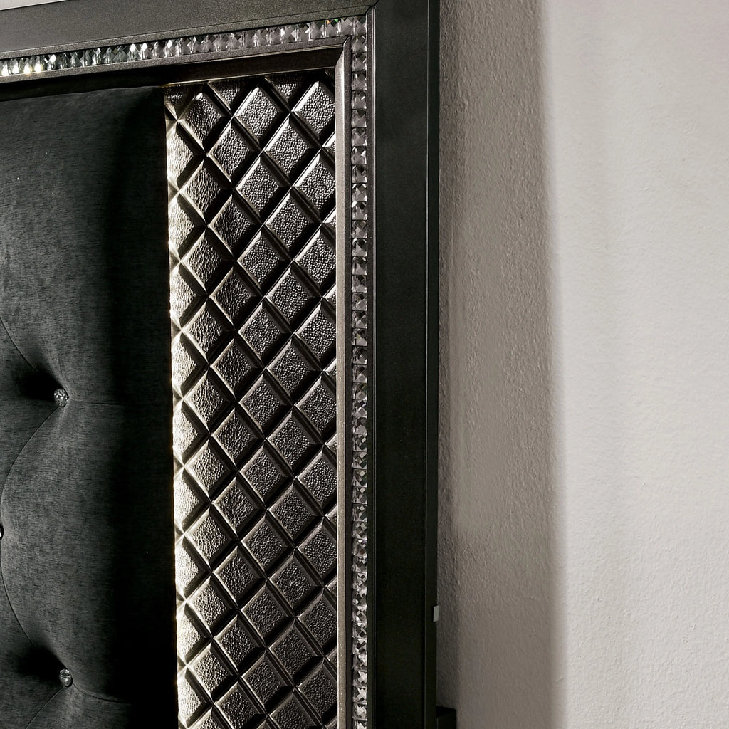 Eastern King Metallic Gray and Black Bed C577321