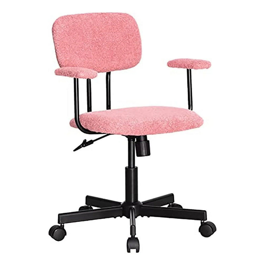 Pink Velvet Fabric Home Office Chair with Armrest L963374