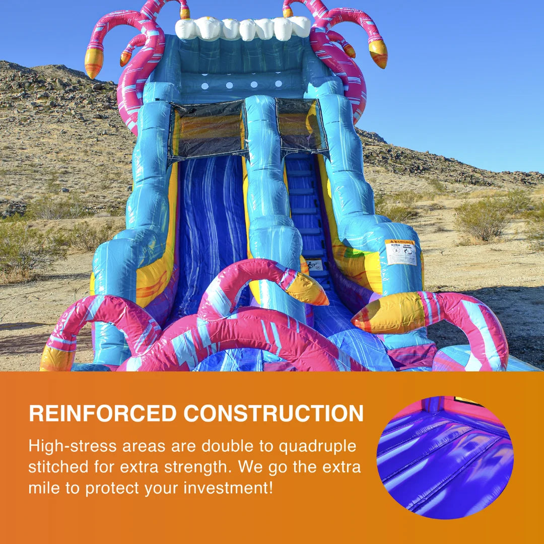 Commercial Grade Bounce House Inflatable with Water Slide and Pool Combo, Dual Lane Slide N78435