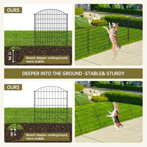 16 Panels 32in x 38.6ft Rustproof Metal Garden Fence with Gate D682078