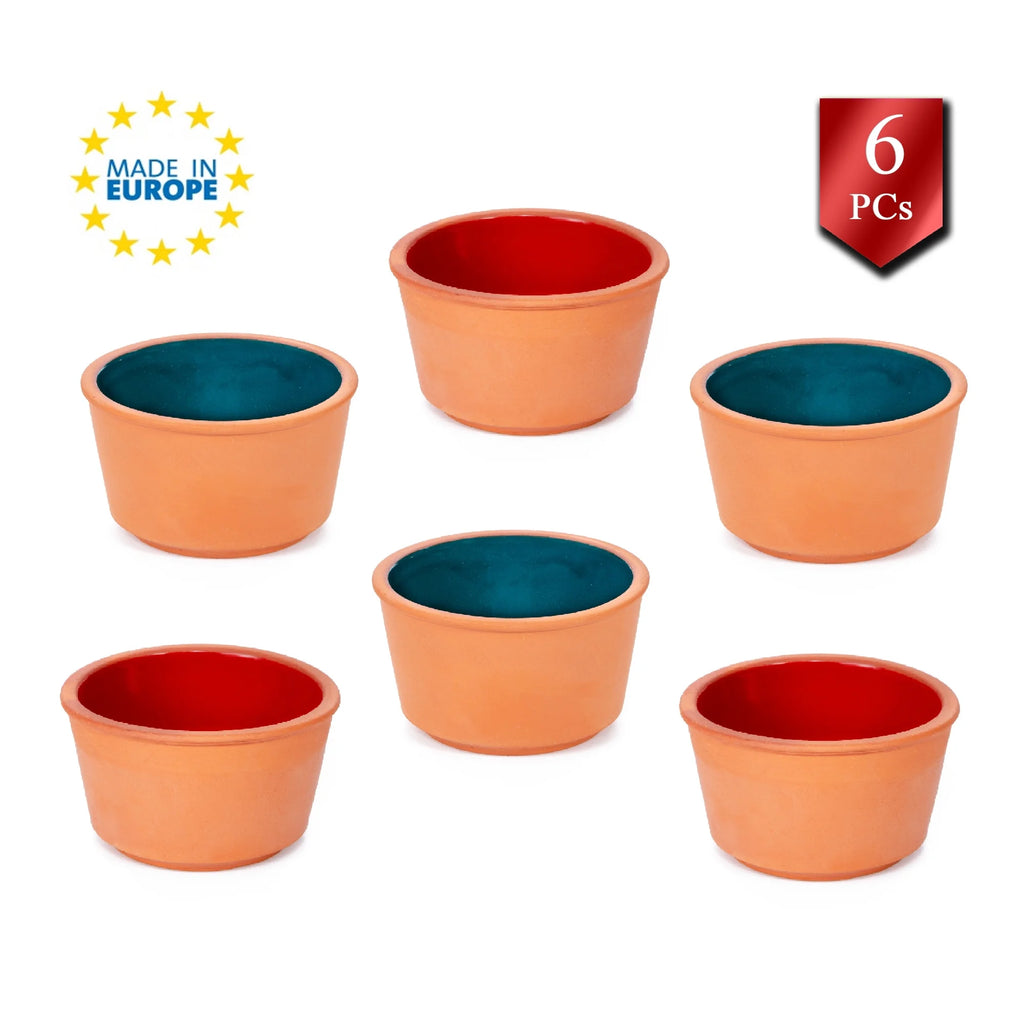 Set of 6 Terracotta Clay Serving Bowls R954