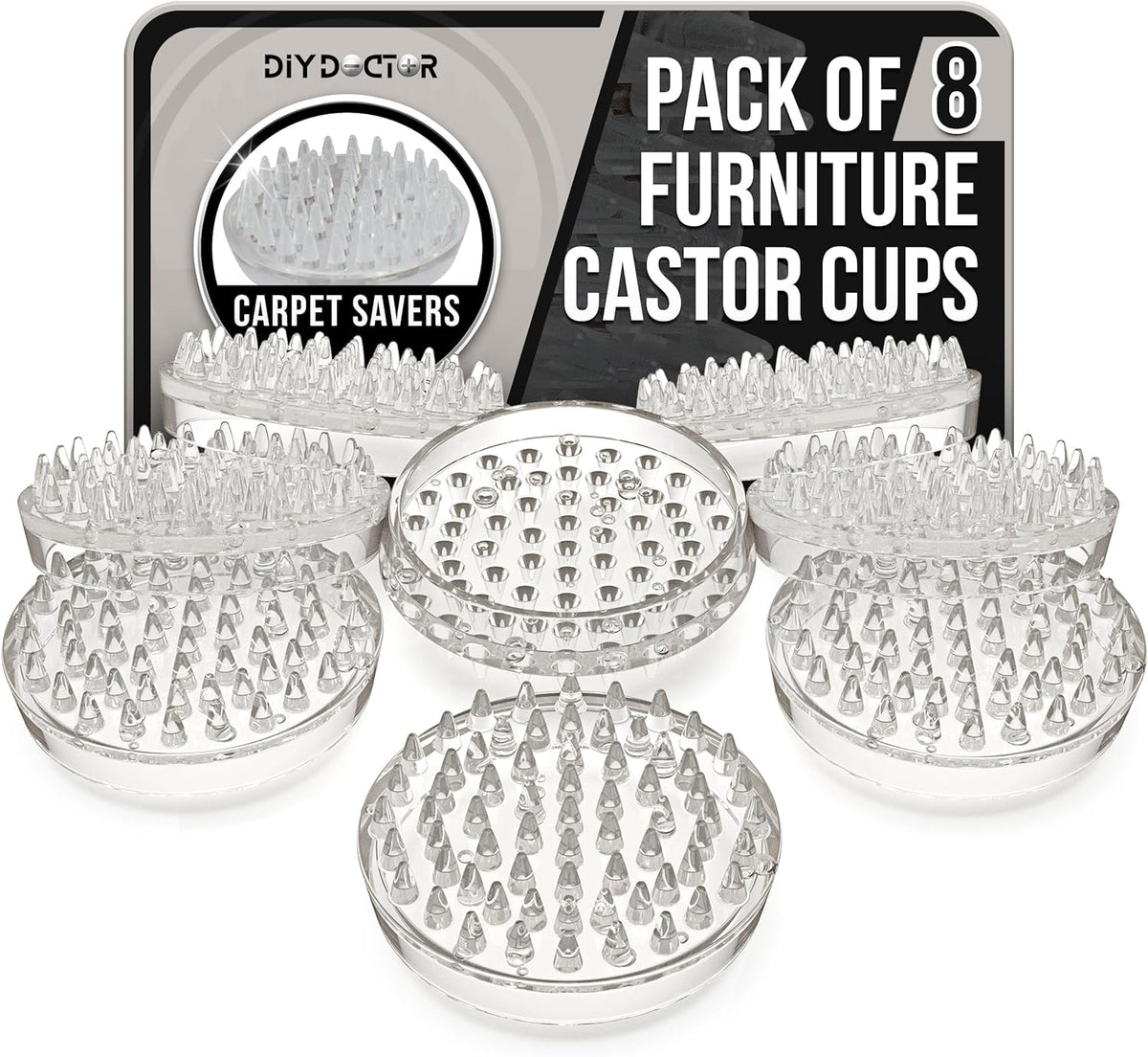Pack of 8 Furniture Caster Cups with 53 Spikes L835