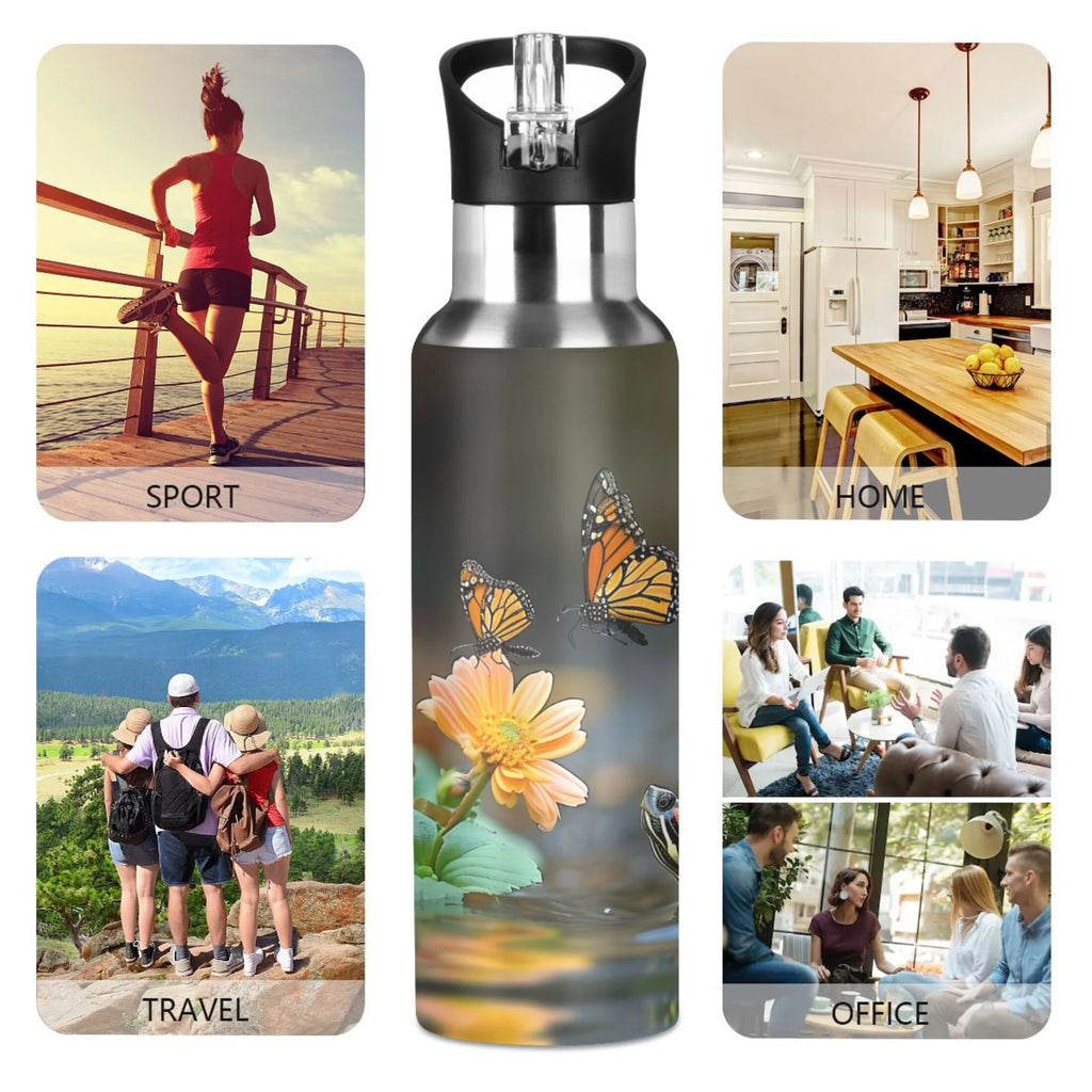 20 oz Insulated Stainless Steel Water Bottle with Straw Lid V18995