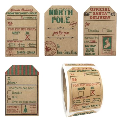 Kraft Gift Tag Stickers, 2 x 3 Inch, Roll of 100 F934