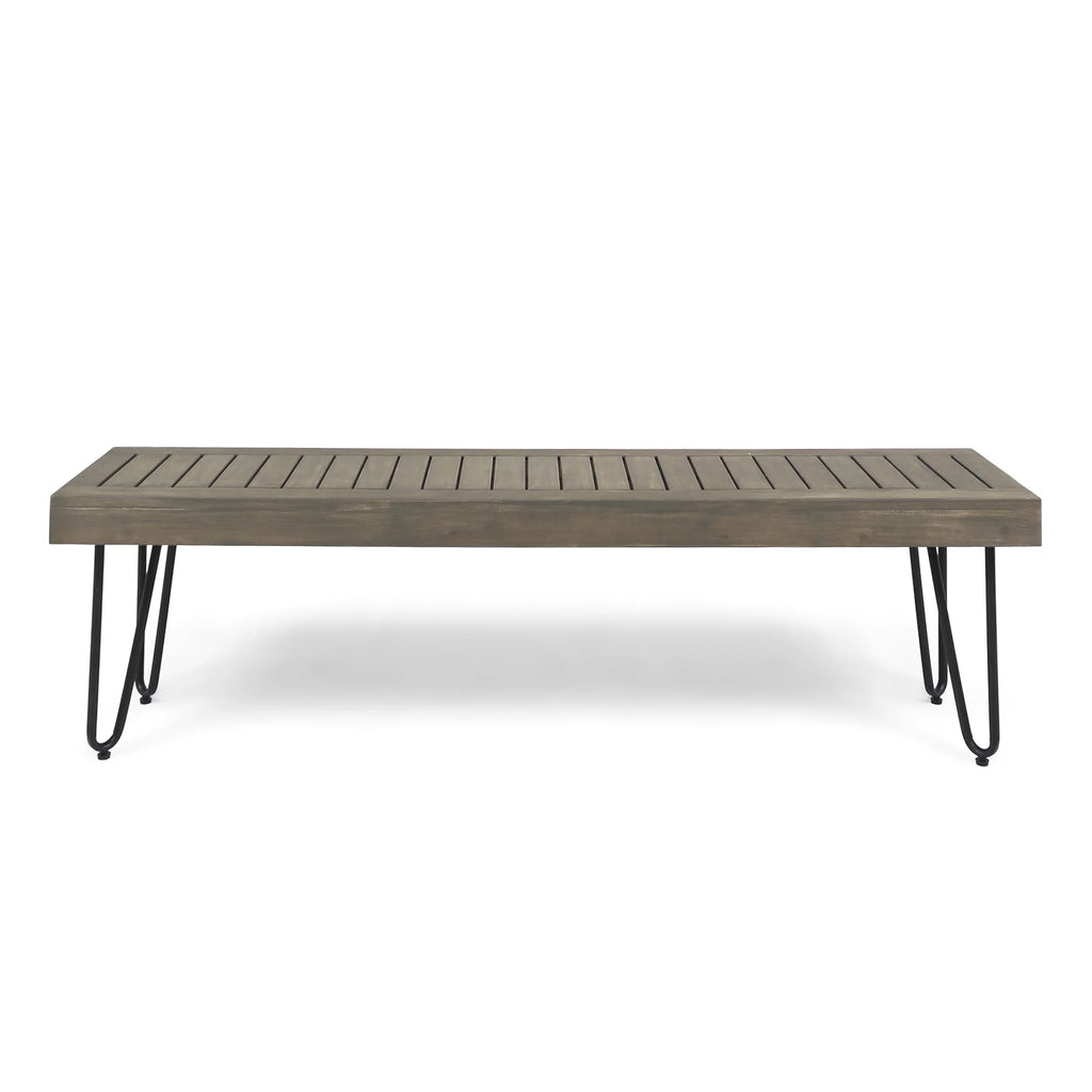 Grey Acacia Wood and Metal Bench X9913