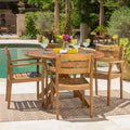 Acacia Wood 5 Piece Dining Set O570719