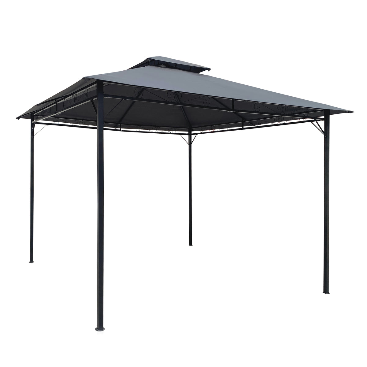 Gray Gazebo Canopy With Curtains D698242