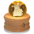 3D Crystal Ball Music Box with LED Light and Rotating Wooden Base X2745