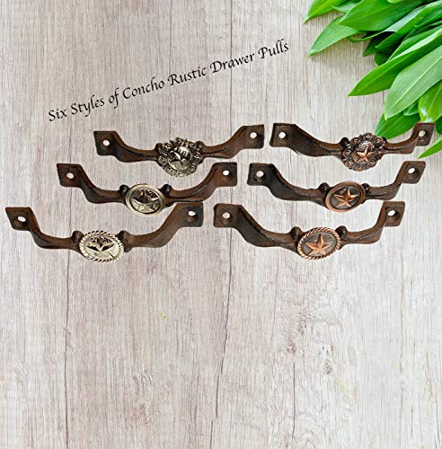 Cast Iron Kitchen Cabinet Handles and Drawer Pulls Antique Country Home Rustic Decor Farmhouse Cabinet Handle Texas Western Star Cabinet Knobs (2, Braided Bronze Star) C784166