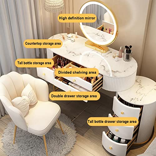 Gray Makeup Vanity Set with Lighted Mirror and Cushioned Stool K311