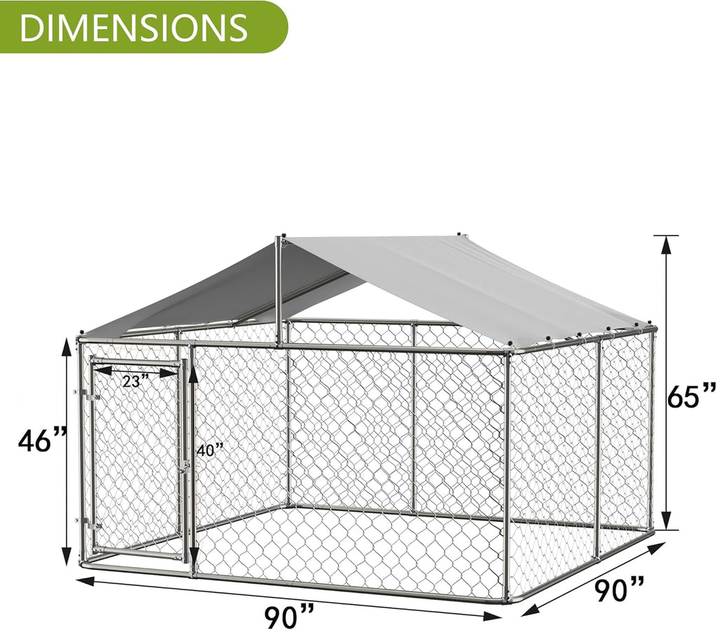 7.5' x 7.5' Large Outdoor Dog Kennel with WaterProof UV-Resistant Cover M465833