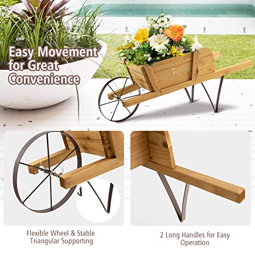 Red Wood Wagon Planter with 9 Magnetic Accessories K10386