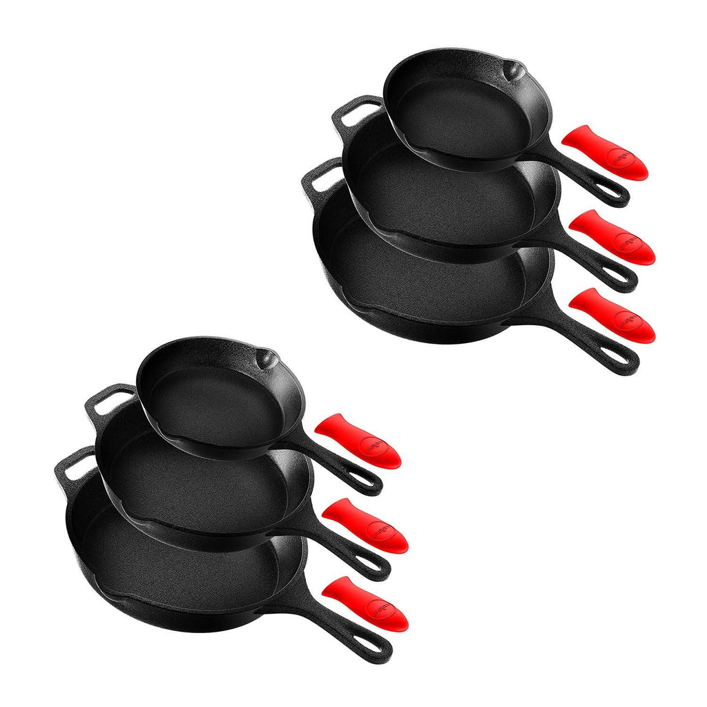 3 Piece Non Stick Cast Iron Skillet Fry Pan Set T854507