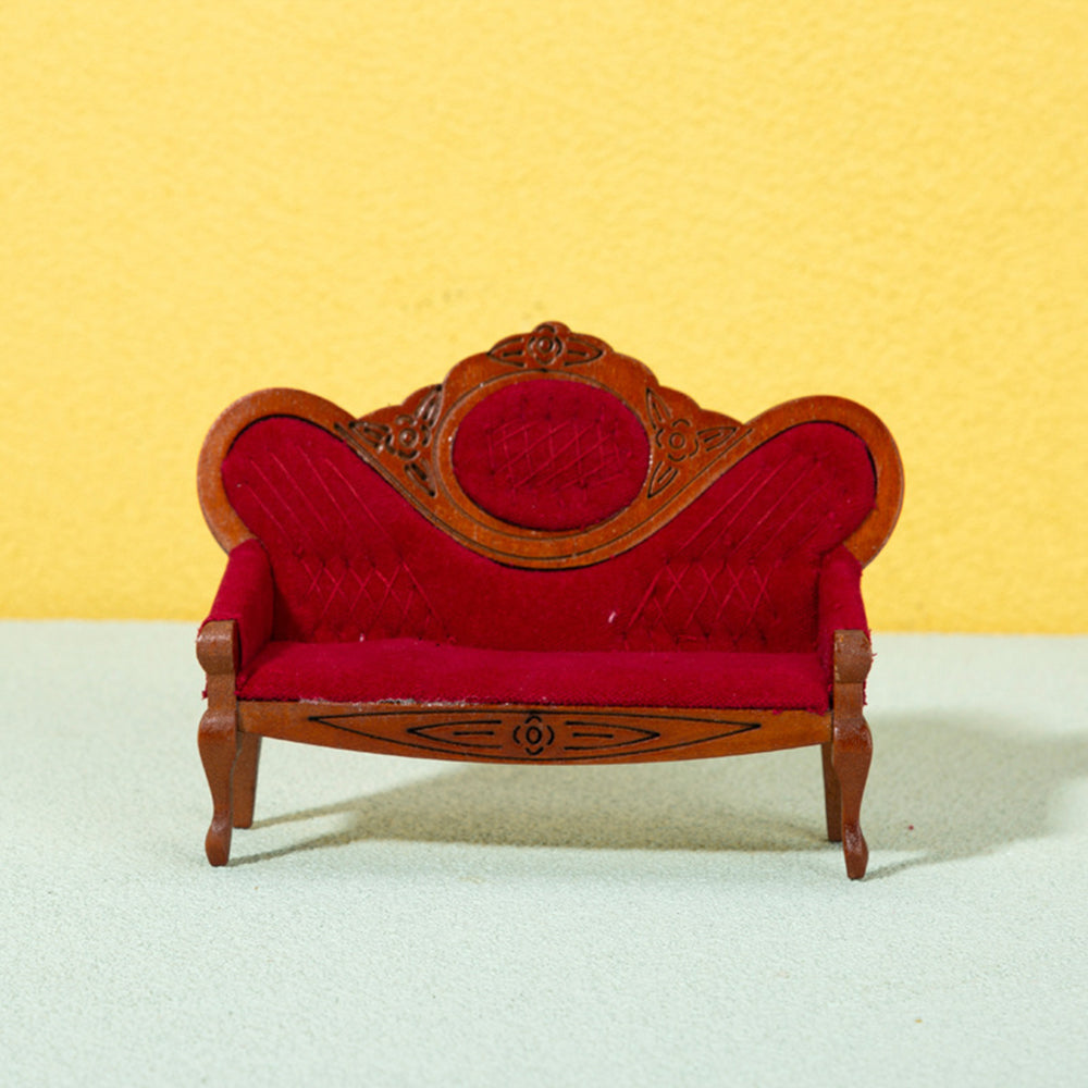 Walnut Wood Dollhouse Mini Sofa V829