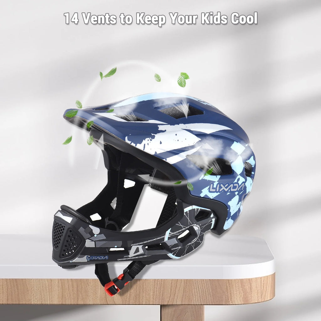 Blue Adjustable Full Face Kids Bike Helmet X770