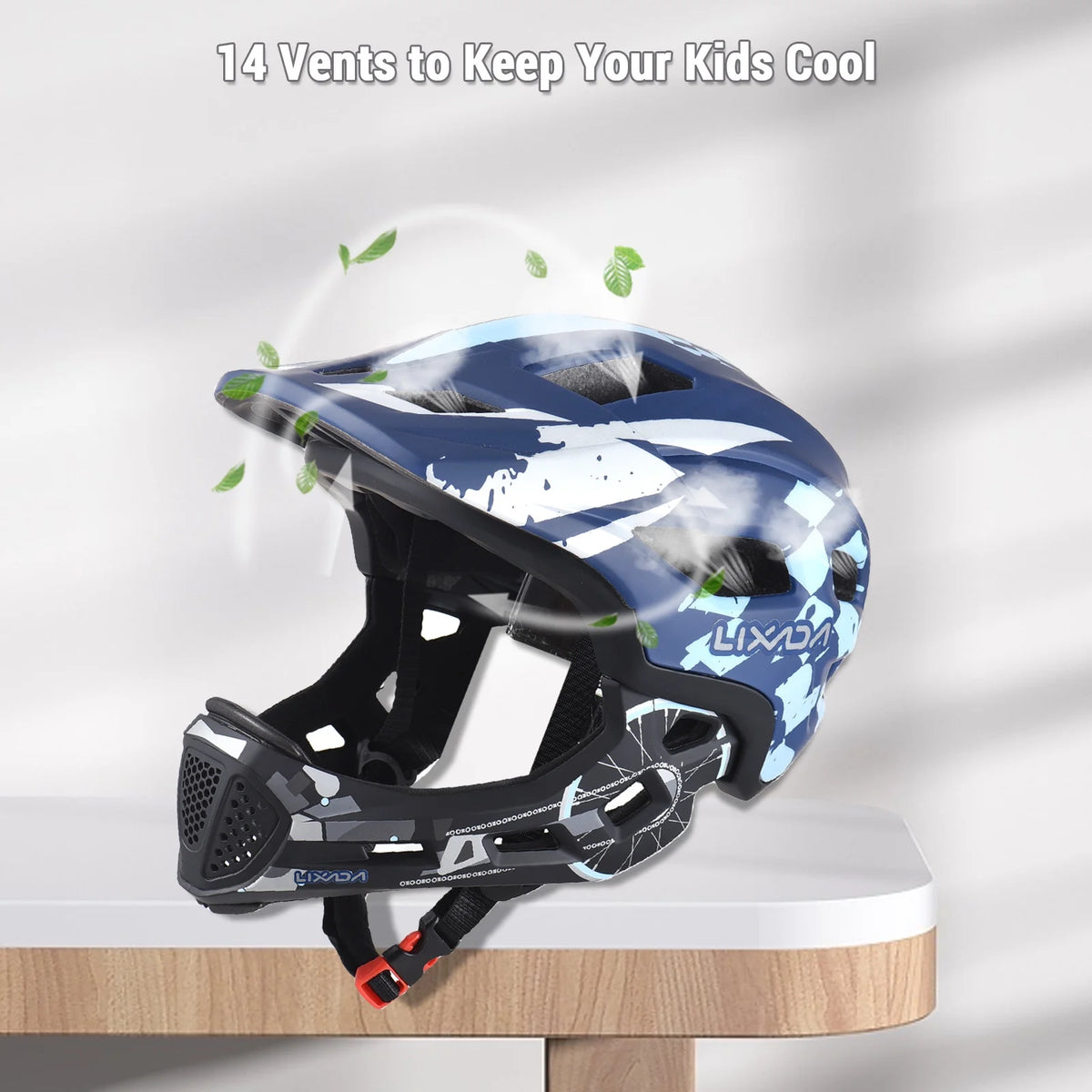 Blue Adjustable Full Face Kids Bike Helmet X770