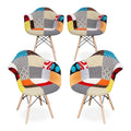 Cotton and Wood Armchairs Set of 4 P554