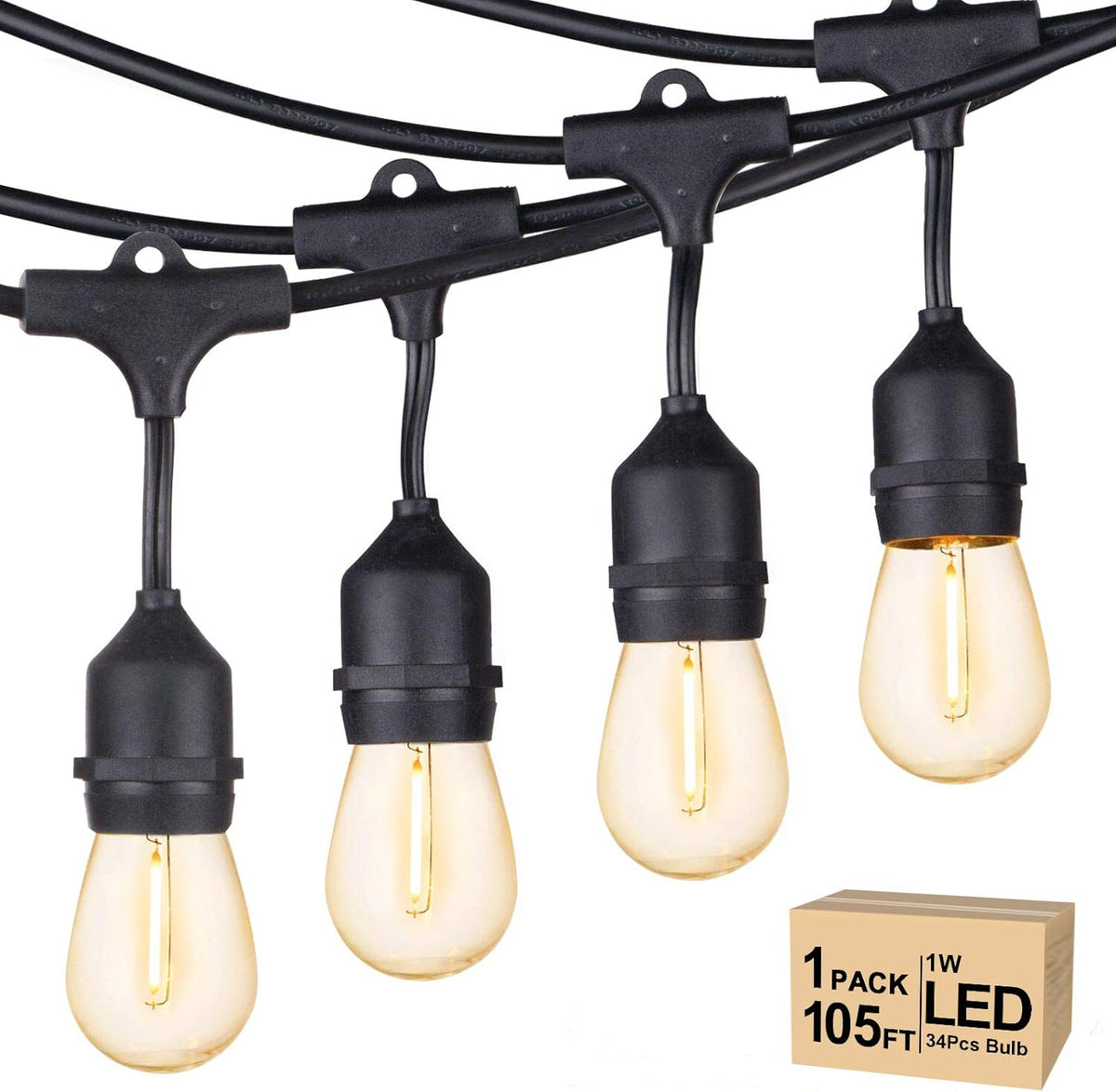 105FT Warm White S14 Shatterproof Outdoor String Lights B1173