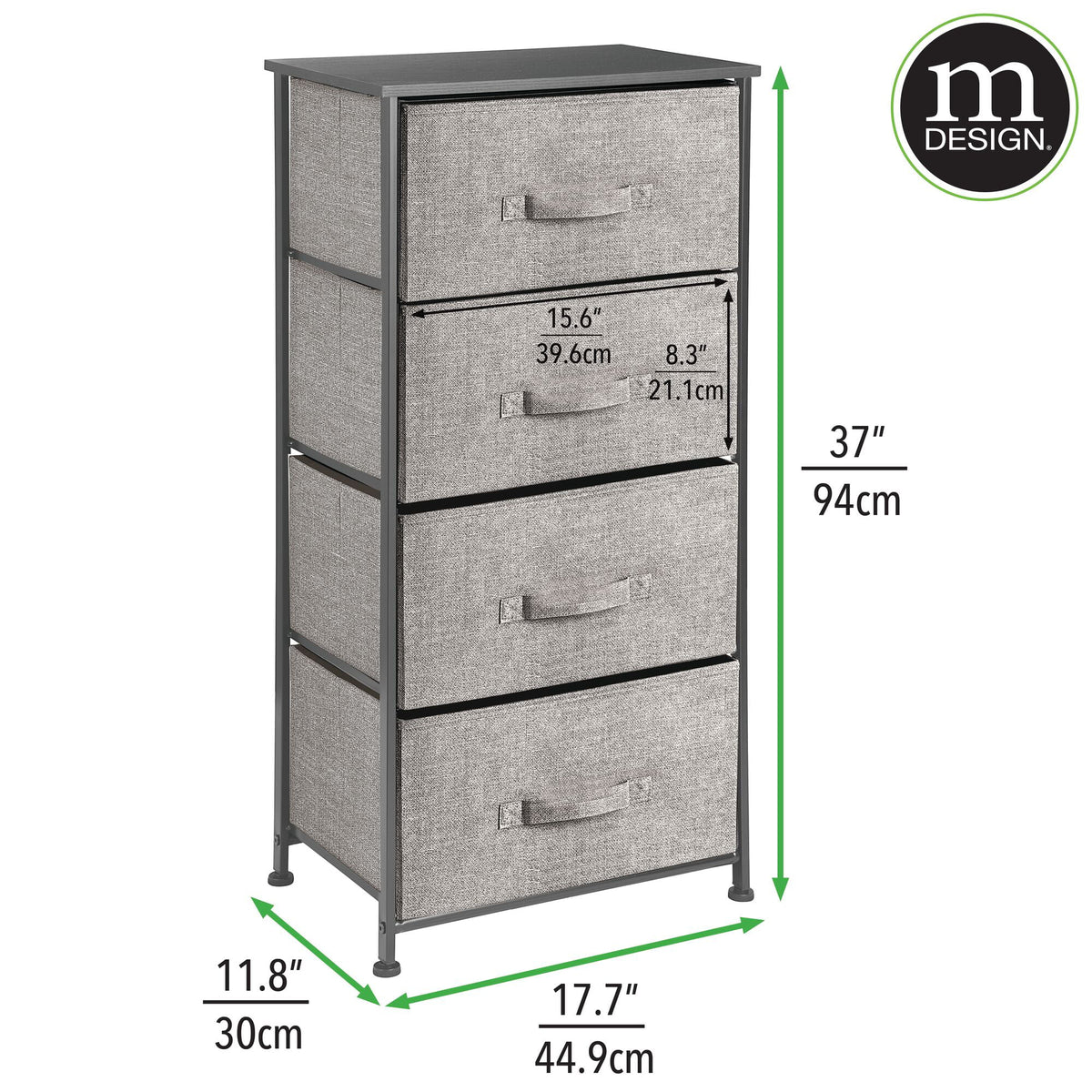 Tall Dresser Storage Tower with 4 Fabric Drawers S44764